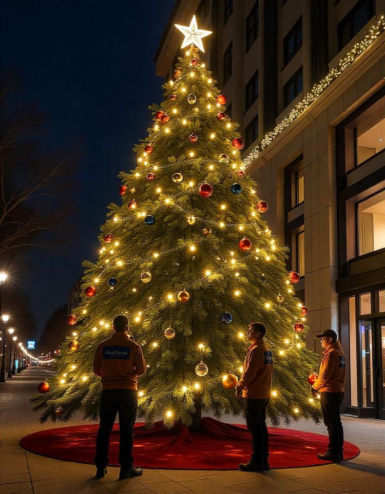 Arbol de Navidad Grande Artificial con luces para una plaza o ayuntamiento Arbol de Navidad Grande Artificial con luces para una plaza o ayuntamiento
