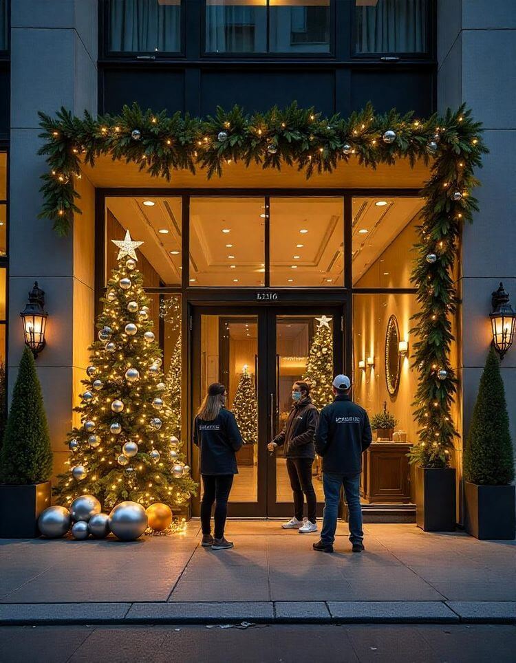 Arbol de Navidad Grande Artificial con luces para una edificio oficinas Arbol de Navidad Grande Artificial con luces para una edificio oficinas