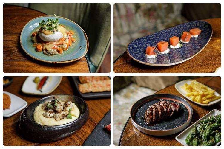 - Burratina con berenjena asada - Dados de salmón con queso fresco - Salteado de pescado blanco con trufa negra - Taglatela de solomillo de ternera. - Burratina con berenjena asada - Dados de salmón con queso fresco - Salteado de pescado blanco con trufa negra - Taglatela de solomillo de ternera.