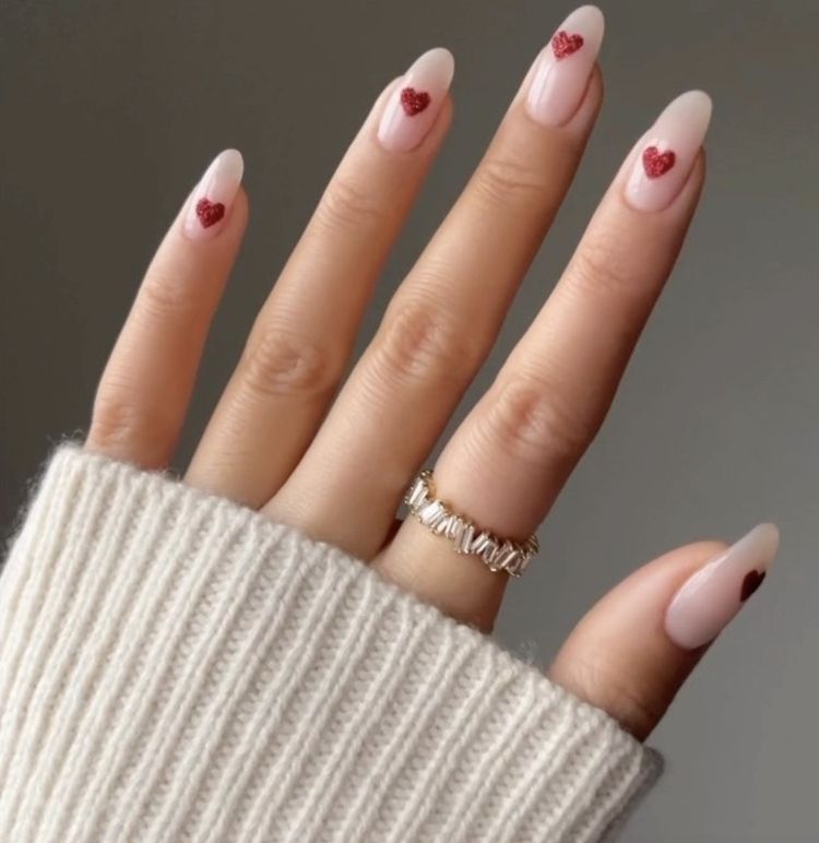 Nude con corazones glitter