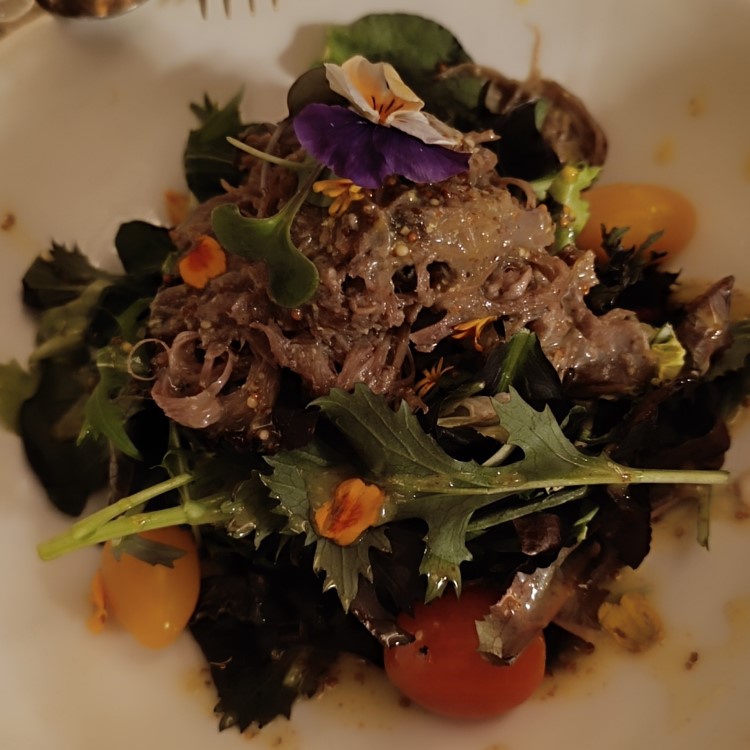 Ensalada templada de pato confitado