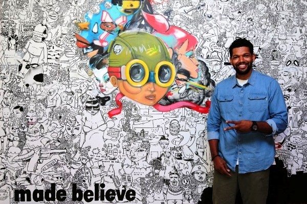 Hebru Brantley y la obra donada a la Mourning Foundation para lla subasta