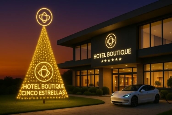 Árbol de Navidad sobre mástil con iluminación