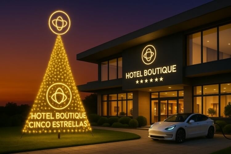 IÁrbol de Navidad sobre mástil con iluminación